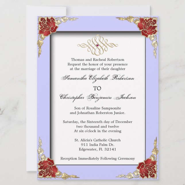 Convite de casamento Dourado de Destaque de Ouro E (Frente)