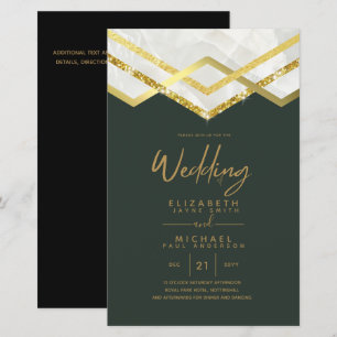 Convite de casamento Dourado de Prata DECO de Orç
