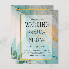 Convite de casamento Dourado de TINTA de Vidro Lea