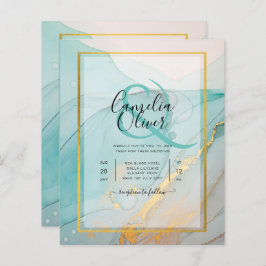 Convite de casamento Dourado de TINTA de Vidro Lea