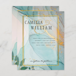 Convite de casamento Dourado de TINTA de Vidro Lea