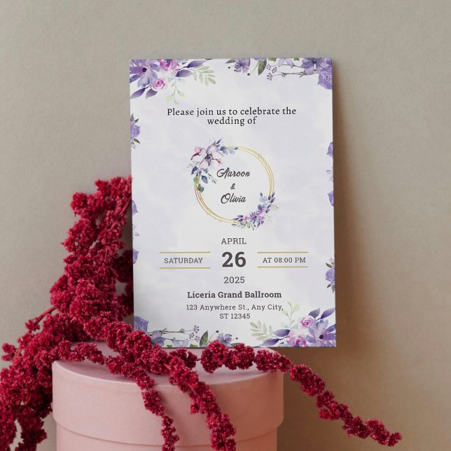 Convite de casamento Dourado Elegante (Criador carregado)