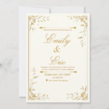 Convite de Casamento Dourado Elegante - Sussurro d