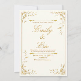Convite de Casamento Dourado Elegante - Sussurro d