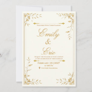 Convite de Casamento Dourado Elegante - Sussurro d