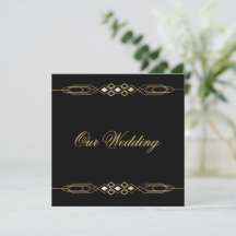 Convite de Casamento Dourado Glamouroso
