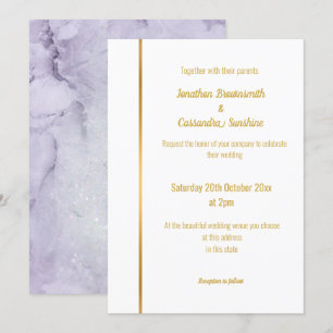 CONVITE DE CASAMENTO DOURADO MARÁVEL LILAC ELEGANT