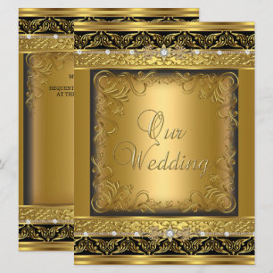 Convite de Casamento Dourado Metálico Diamante Pre