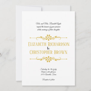 Convite de Casamento Dourado Organizado pelos Pais