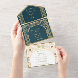 Convite de Casamento - Dourado Ornamentado