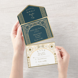 Convite de Casamento - Dourado Ornamentado