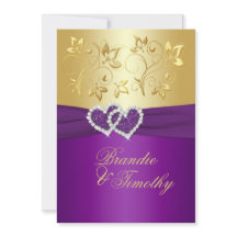 CONVITE DE CASAMENTO Dourado, Roxo, Roxo