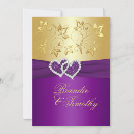 CONVITE DE CASAMENTO Dourado, Roxo, Roxo