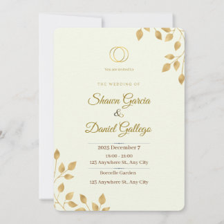 convite de casamento dourado template