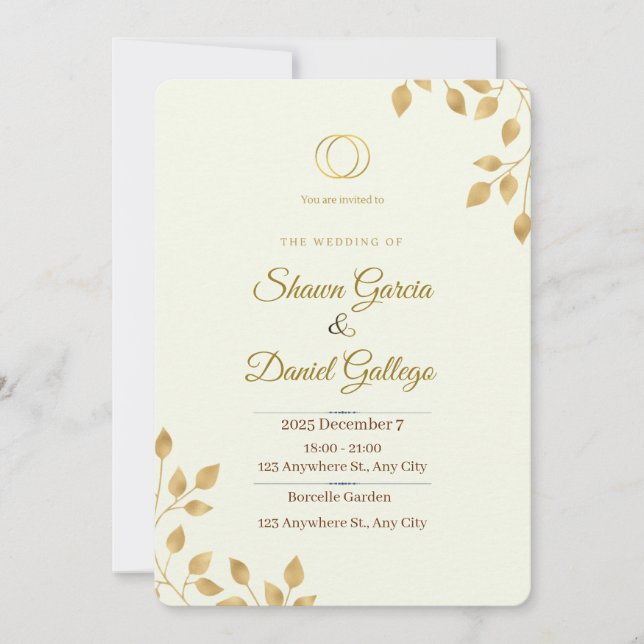 convite de casamento dourado template (Frente)