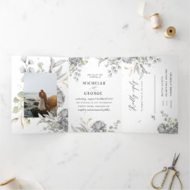 convite de casamento dramático para três pratas fl