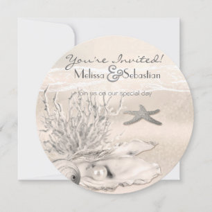 Convite de casamento Dream Shore Beach Sepia