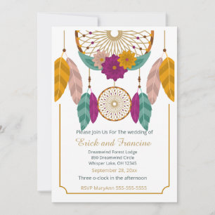 Convite de Casamento Dreamcatcher Inspirado nos Na