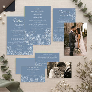 Convite de Casamento Dusty Blue com Lírios