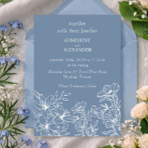 Convite de Casamento Dusty Blue com Lírios
