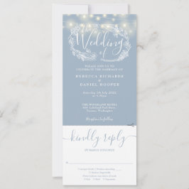 Convite de Casamento Dusty Blue com Luzes de Corda