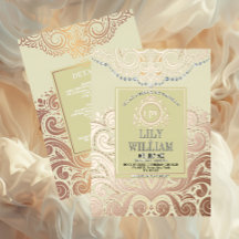 Convite de Casamento Dusty Ivory RoseGold Clássico