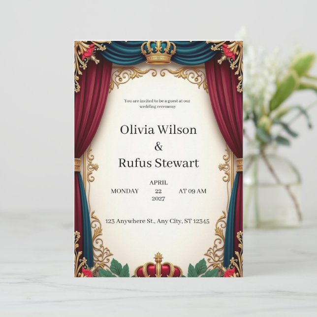 Convite de casamento e decoração de carta real (Em pé/Frente)