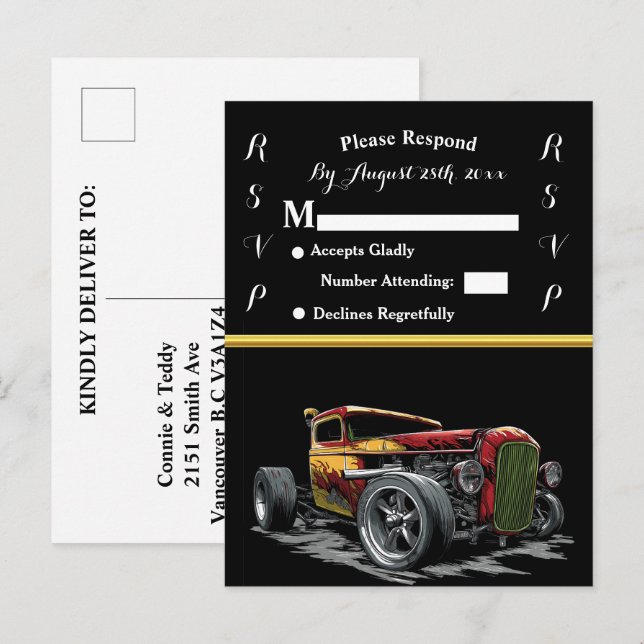Convite de Casamento e Hot Rod (Frente/Verso)