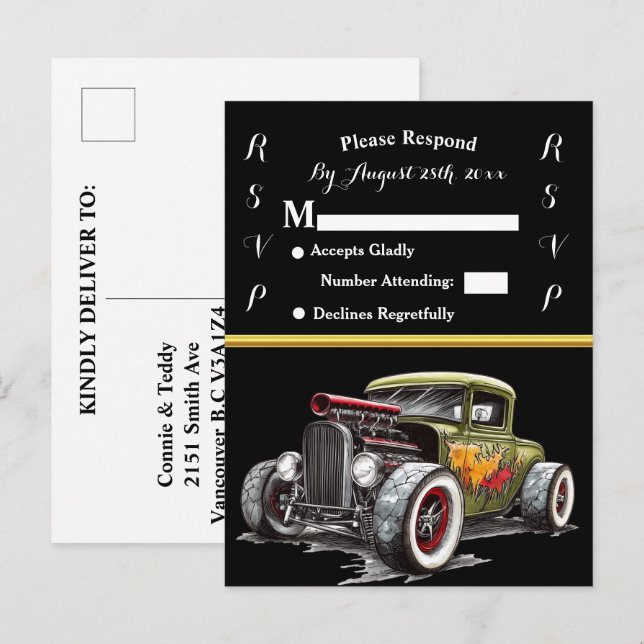 Convite de Casamento e Hot Rod (Frente/Verso)