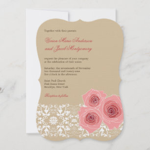 Convite de casamento e Recepção de rendas Damask R