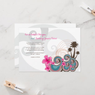 Convite de casamento e Recepção Tropical Rosa de