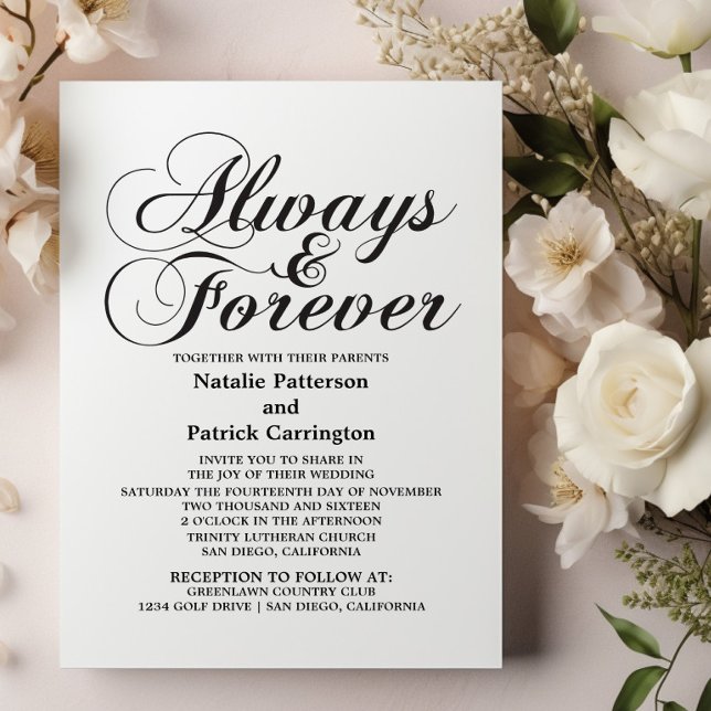 Convite de casamento Ebony Always & Forever (Ebony Always and Forever Wedding Invitation)
