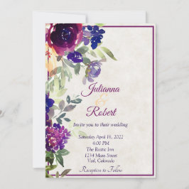 Convite de casamento econômico com flores rosa e r
