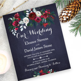 Convite de casamento econômico com flores rústicas