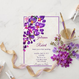convite de casamento econômico com wisteria roxa