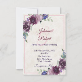 Convite de casamento econômico floral aquarela rox