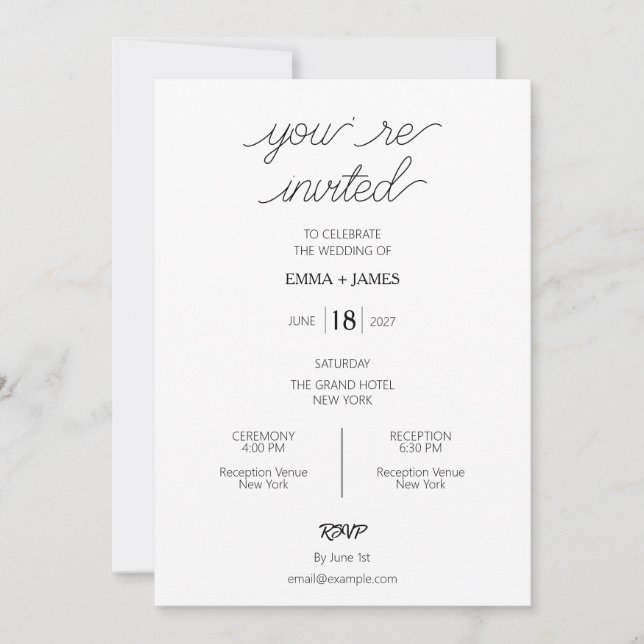 Convite de Casamento Editável Moderno e Elegante (Frente)