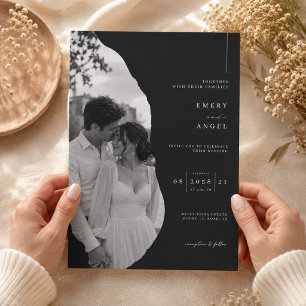 Convite de Casamento Editorial Preto Luxuoso.