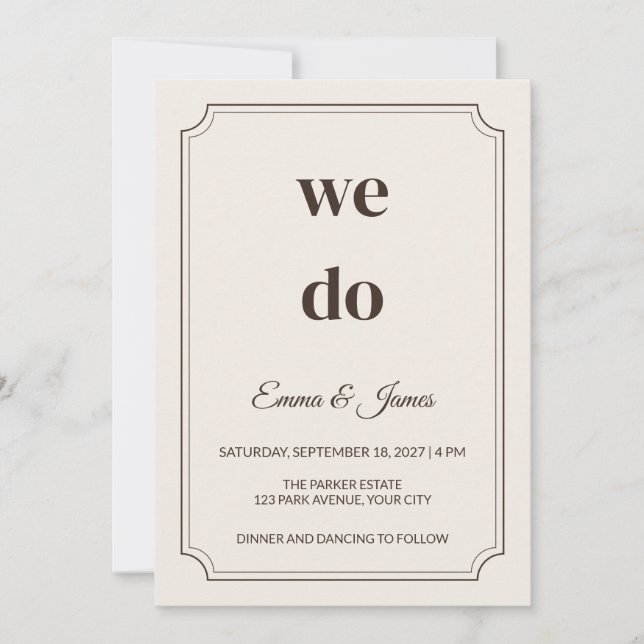 Convite de Casamento Editorial Serif We Do (Frente)