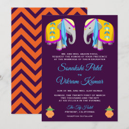Convite de Casamento Elefante Arte Folclórica Étni