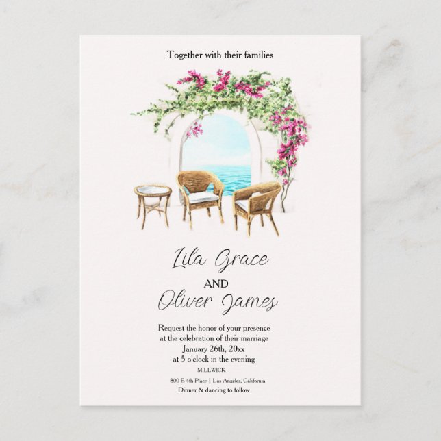 Convite de Casamento Elegância Bloom Queimando (Frente)