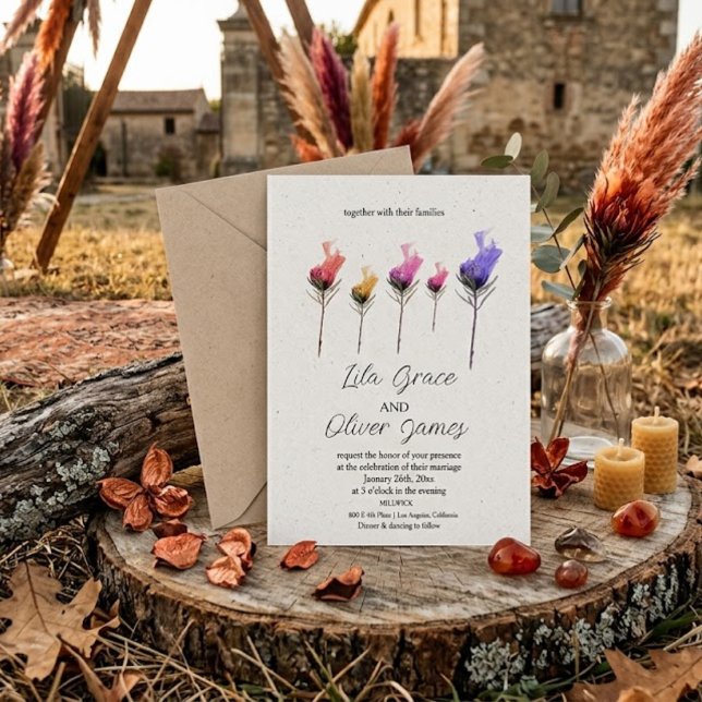 Convite de Casamento Elegância Bloom Queimando (Criador carregado)