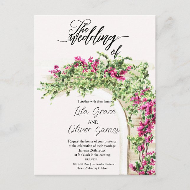 Convite de Casamento Elegância Bloom Queimando (Frente)