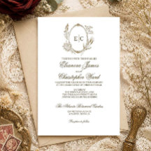 Convite de Casamento Elegância Botânica Vintage