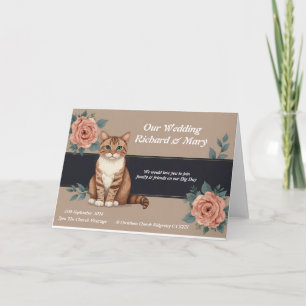 Convite de Casamento Elegância de Gato Divertido