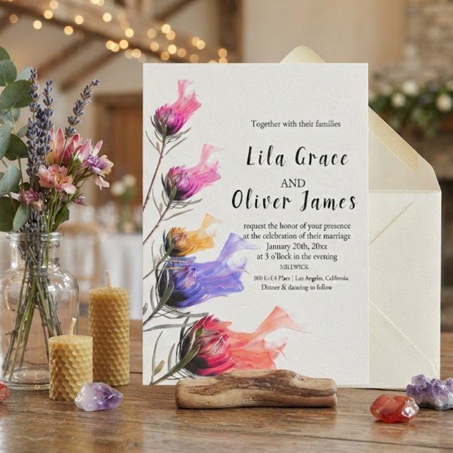 Convite de Casamento Elegância Flora em Chamas (Criador carregado)