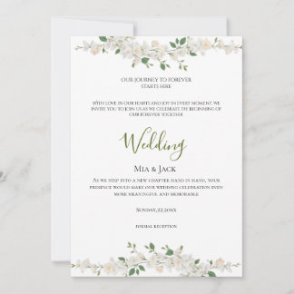 Convite de Casamento Elegância Floral Branca