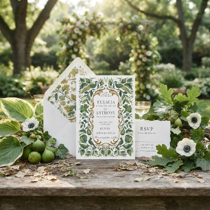 Convite de Casamento Elegância Real Dourada