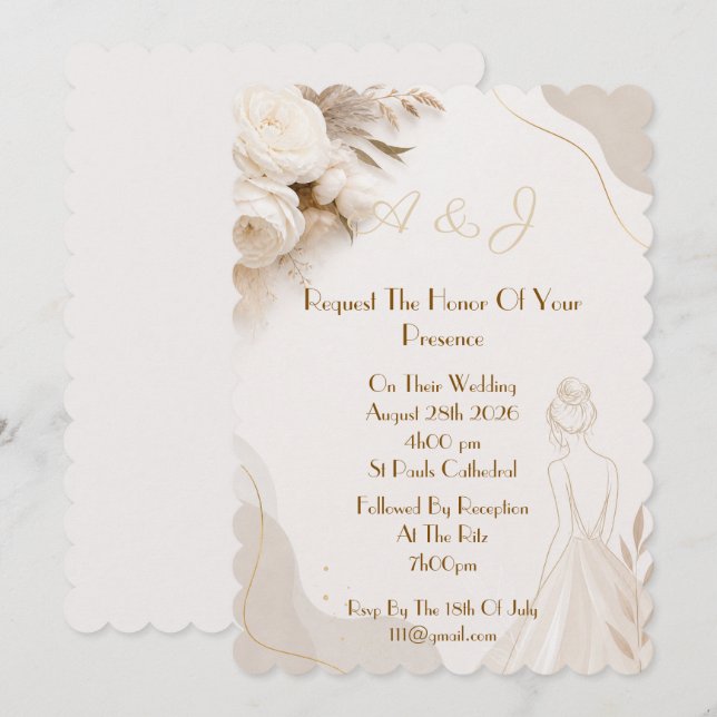 Convite de casamento elegante (Frente/Verso)