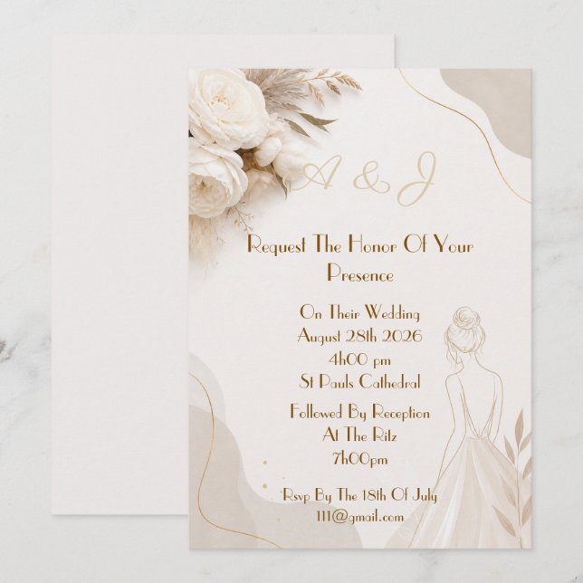 Convite de casamento elegante (Frente/Verso)